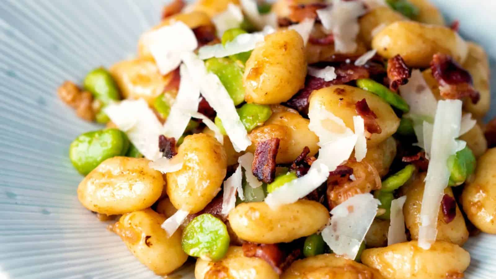 Pan Fried Gnocchi with Bacon and Broad Beans