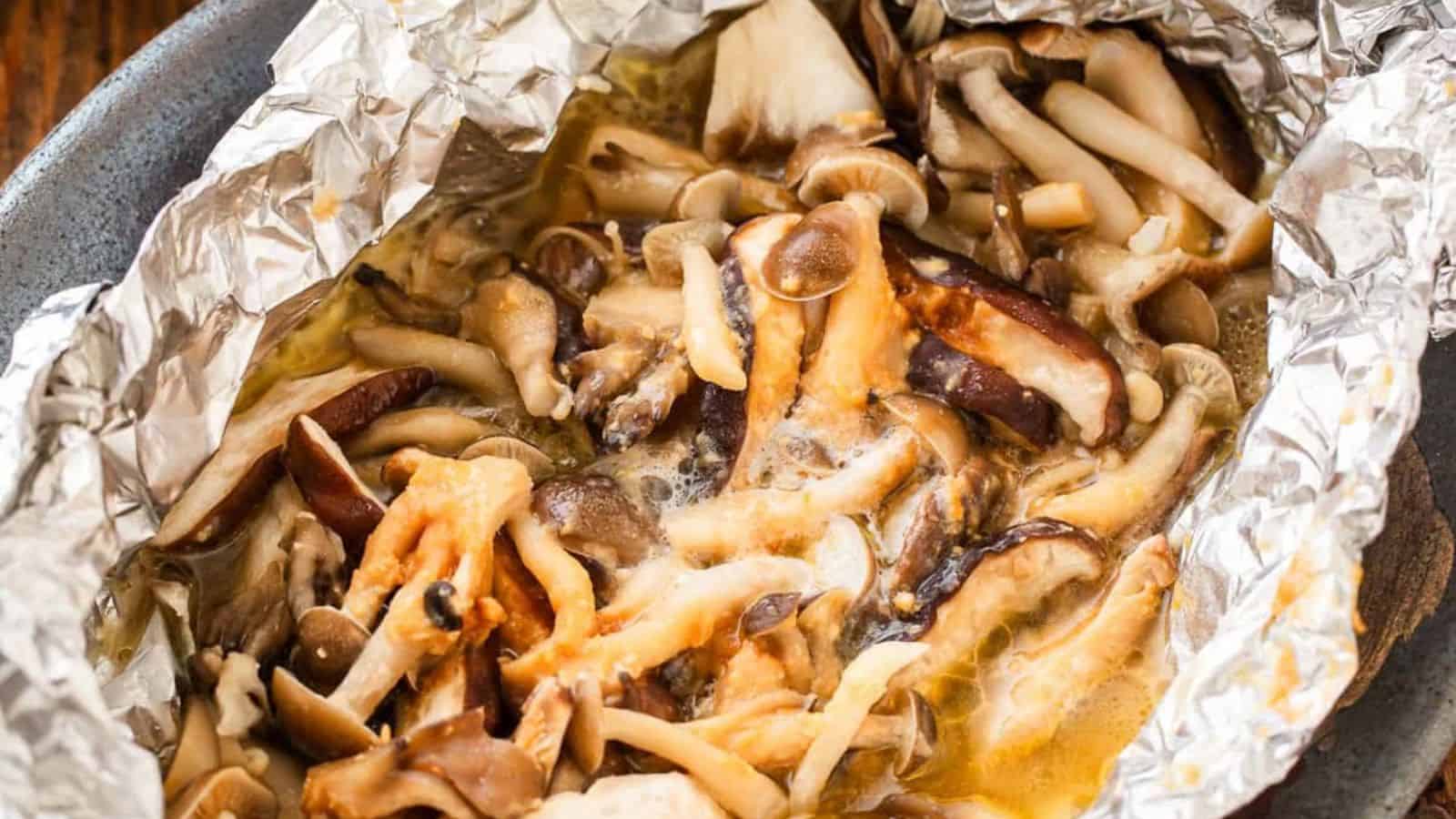 Miso Butter Mushrooms in Foil