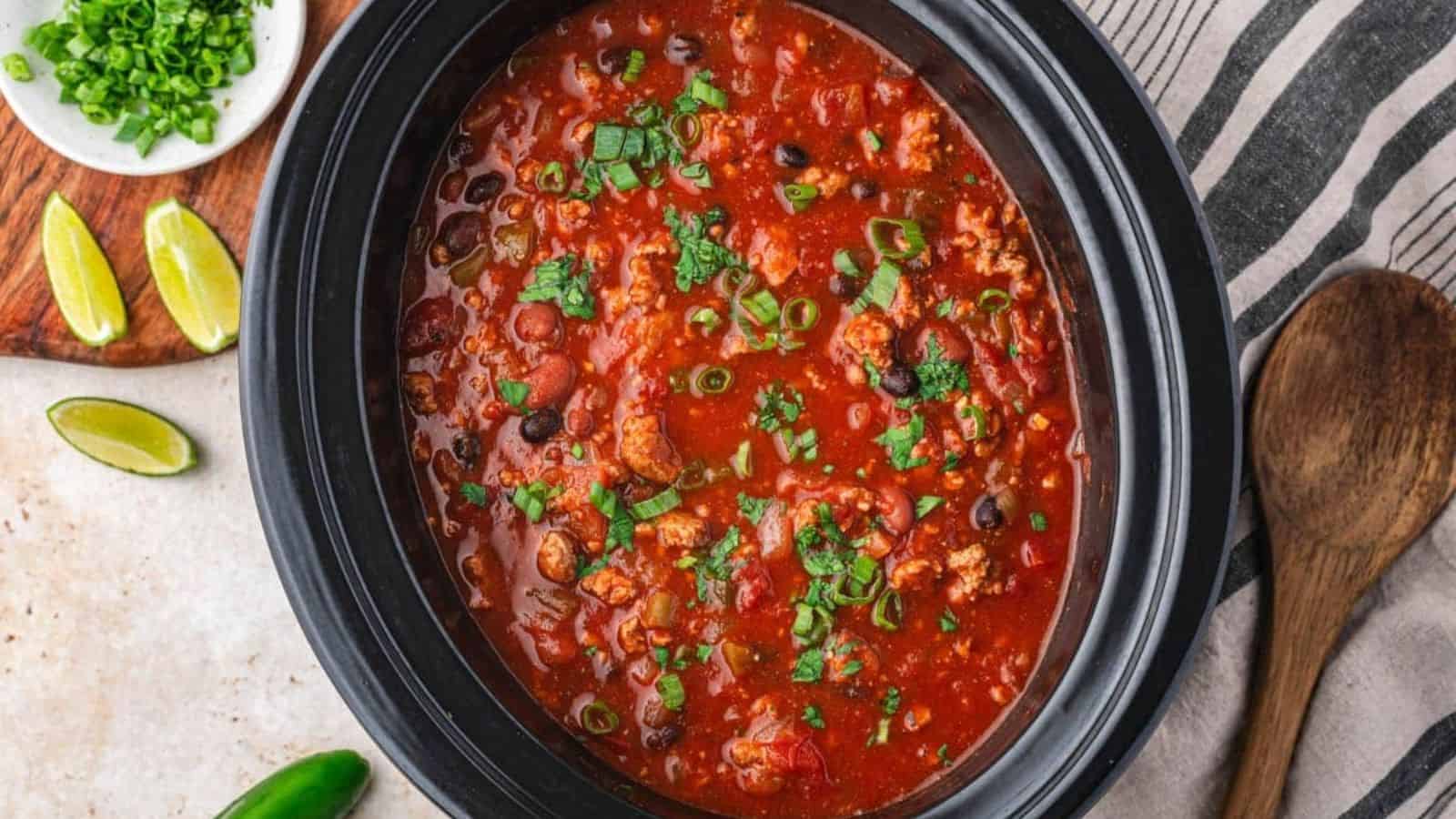 Slow Cooker Ground Turkey Chili
