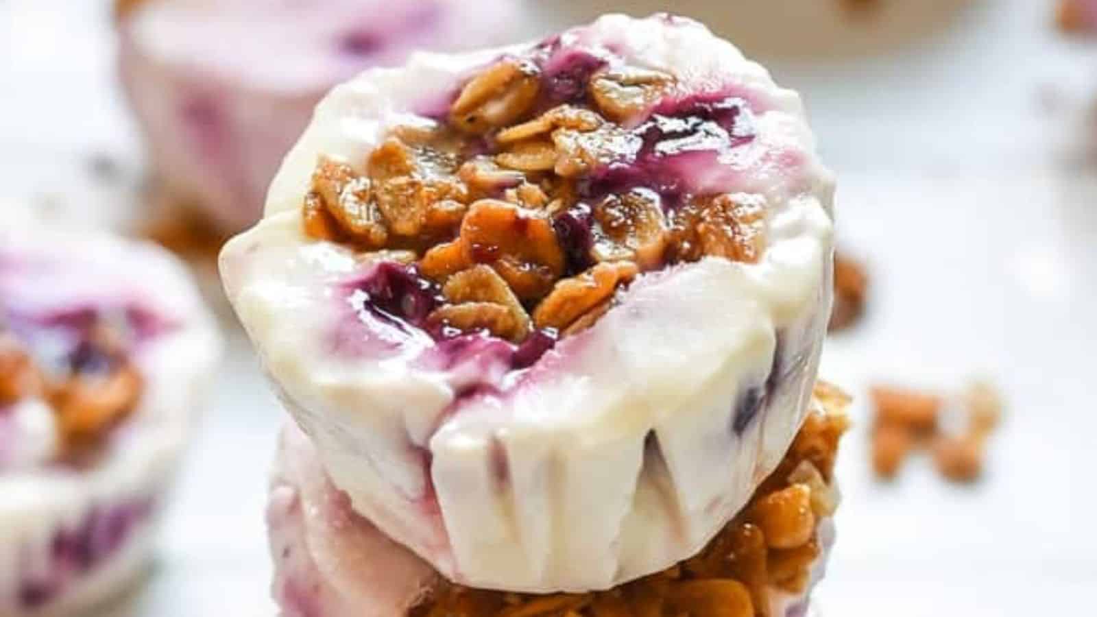 Berry Frozen Yogurt Bites with Honey Granola