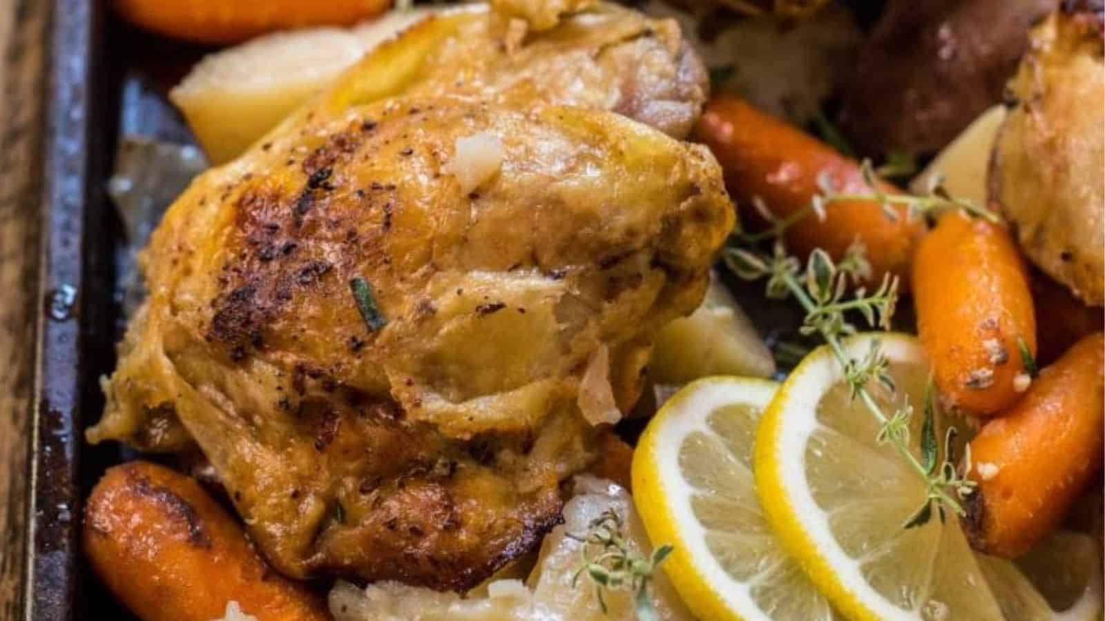 Crock Pot Lemon Garlic Chicken and Veggies