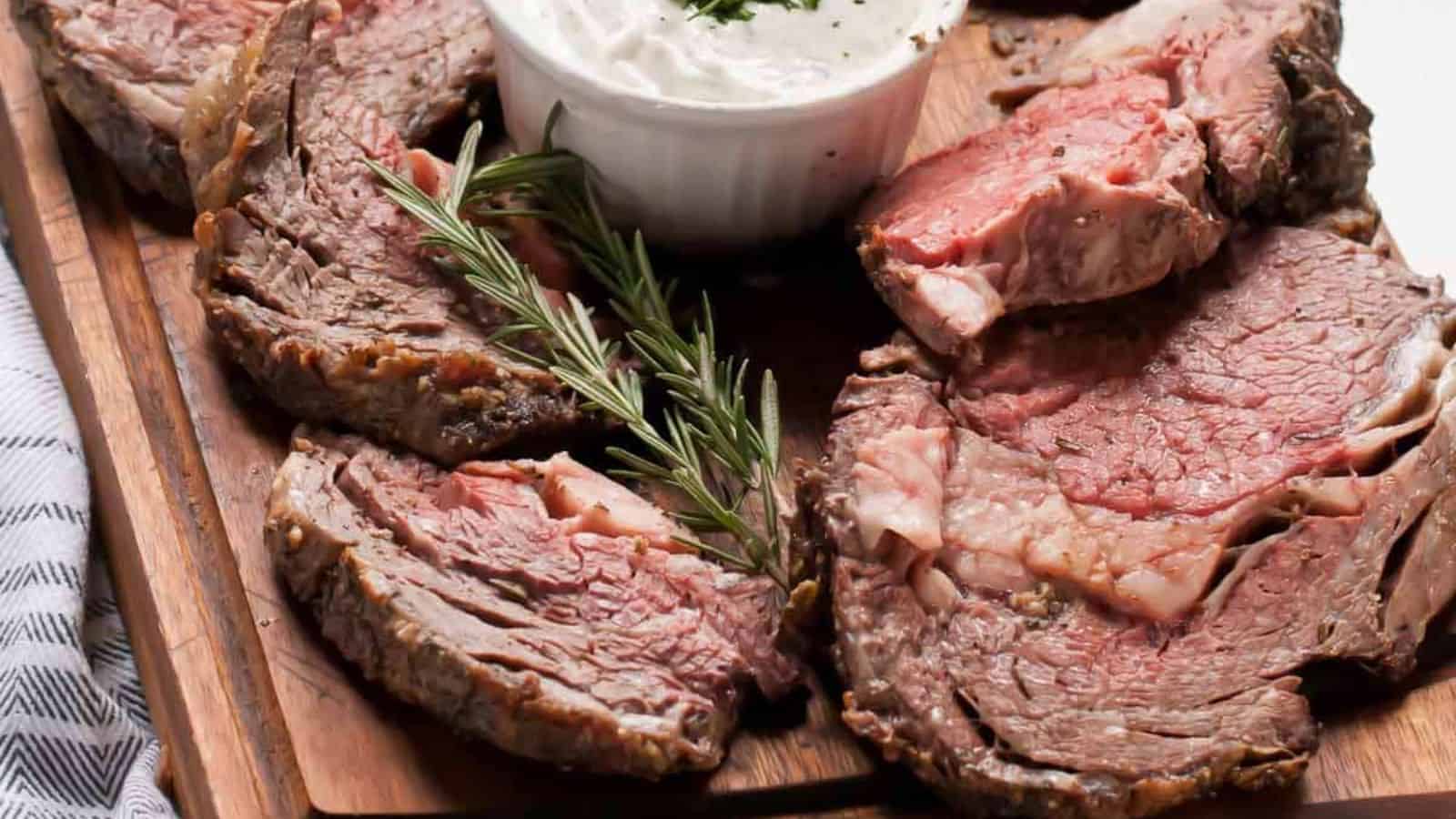 Garlic Rosemary Prime Rib Roast with Horseradish Cream