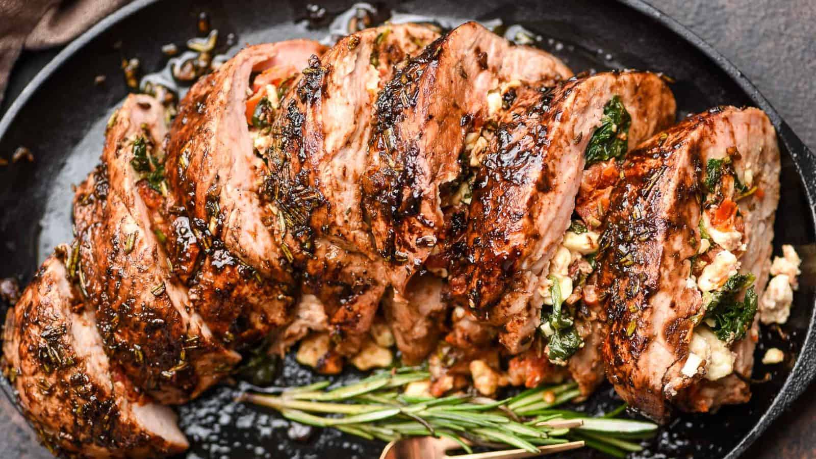 Stuffed Pork Tenderloin with Spinach and Feta