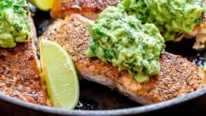 Easy Skillet Salmon with Avocado and Basil