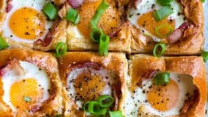 Egg in a Hole Bake with Dinner Rolls