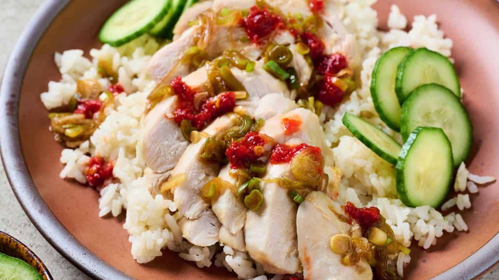 One Pot Hainanese Chicken and Rice (Easy Rice Cooker Recipe)
