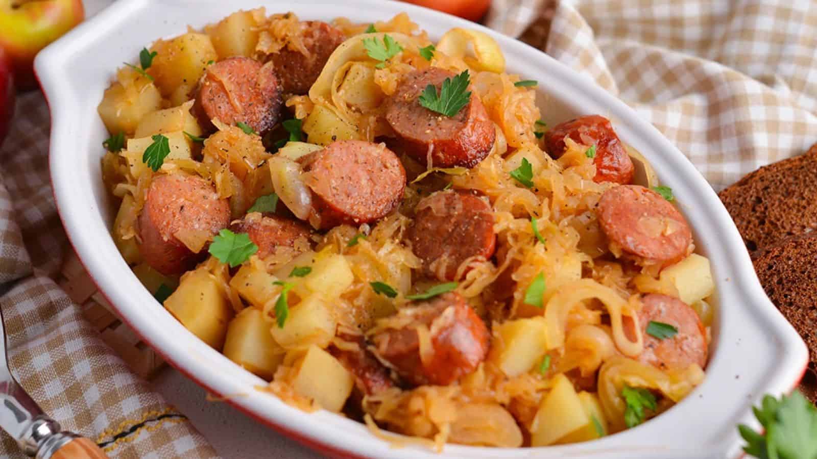 Crock Pot Sauerkraut and Sausage