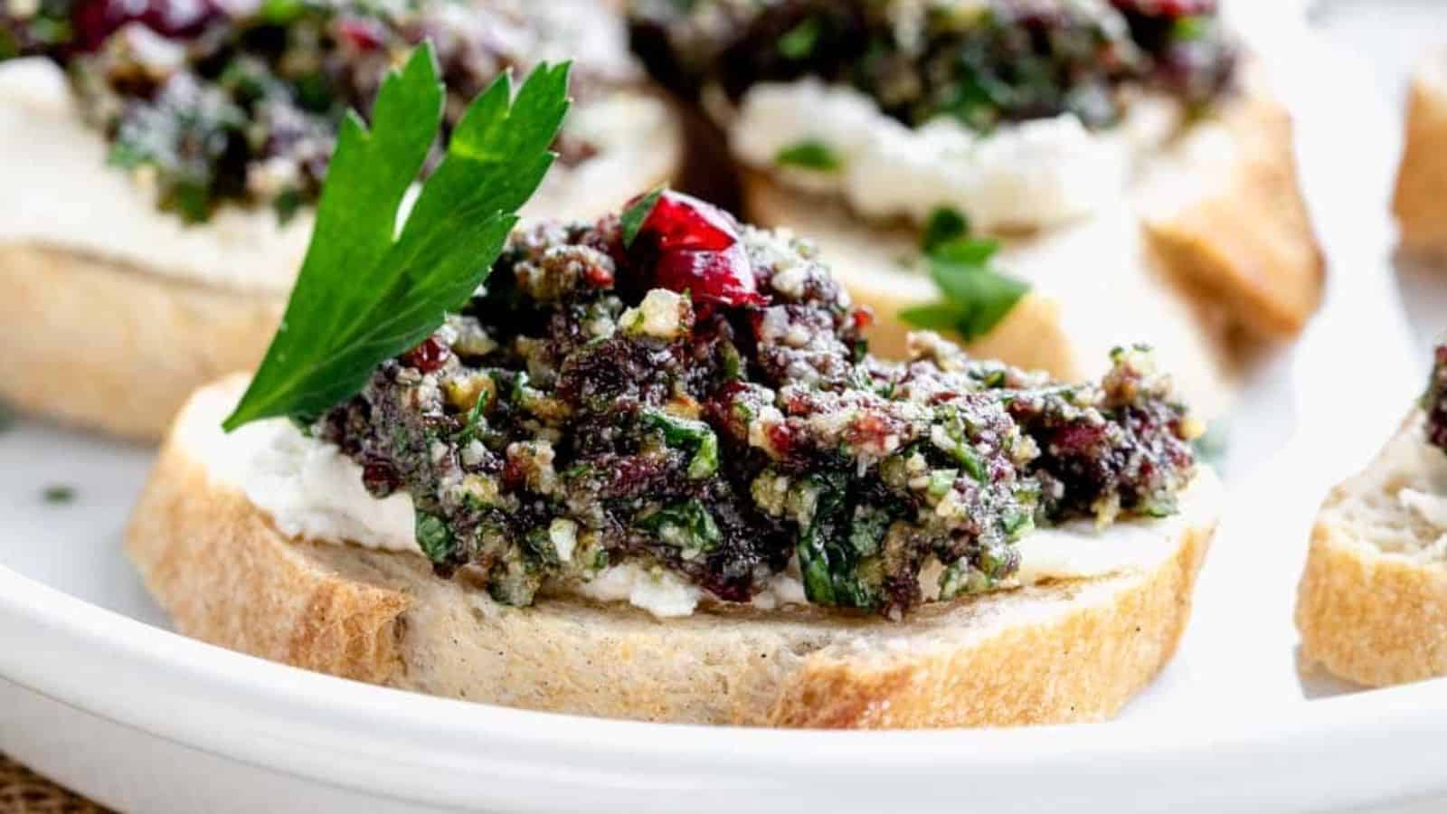 Cranberry Pesto Crostini with Chevre