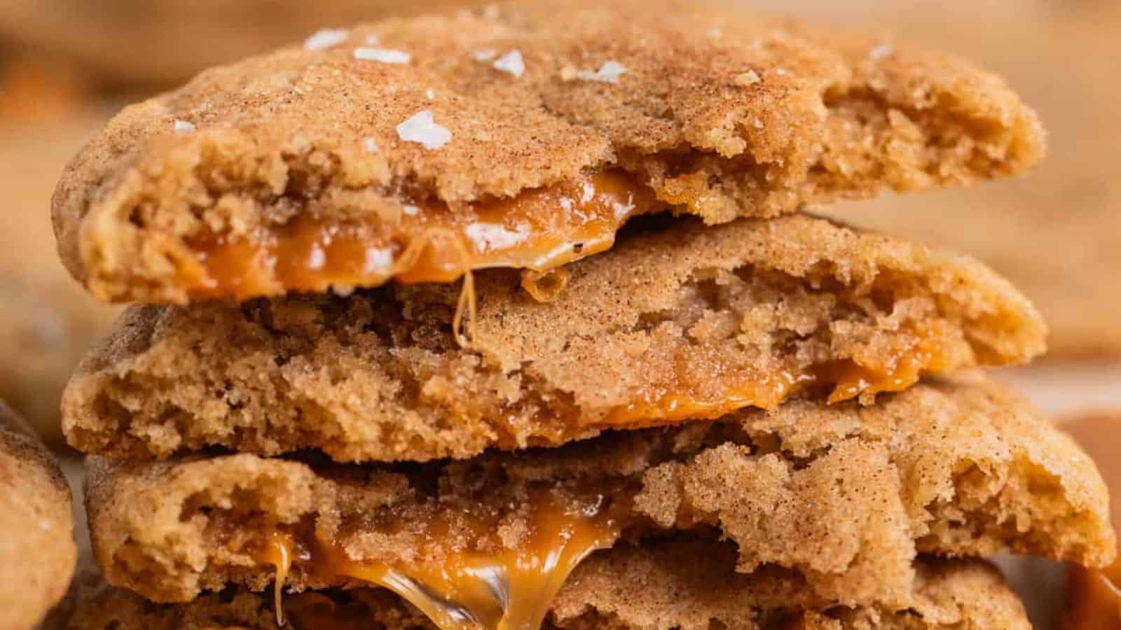 Caramel Stuffed Snickerdoodle Cookies