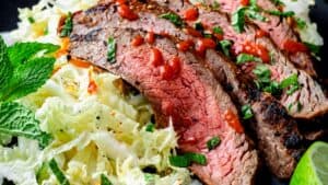 Broiled Flank Steak with Napa Cabbage Slaw