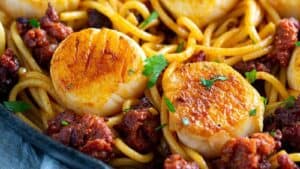 Seared Scallop Chorizo Pasta