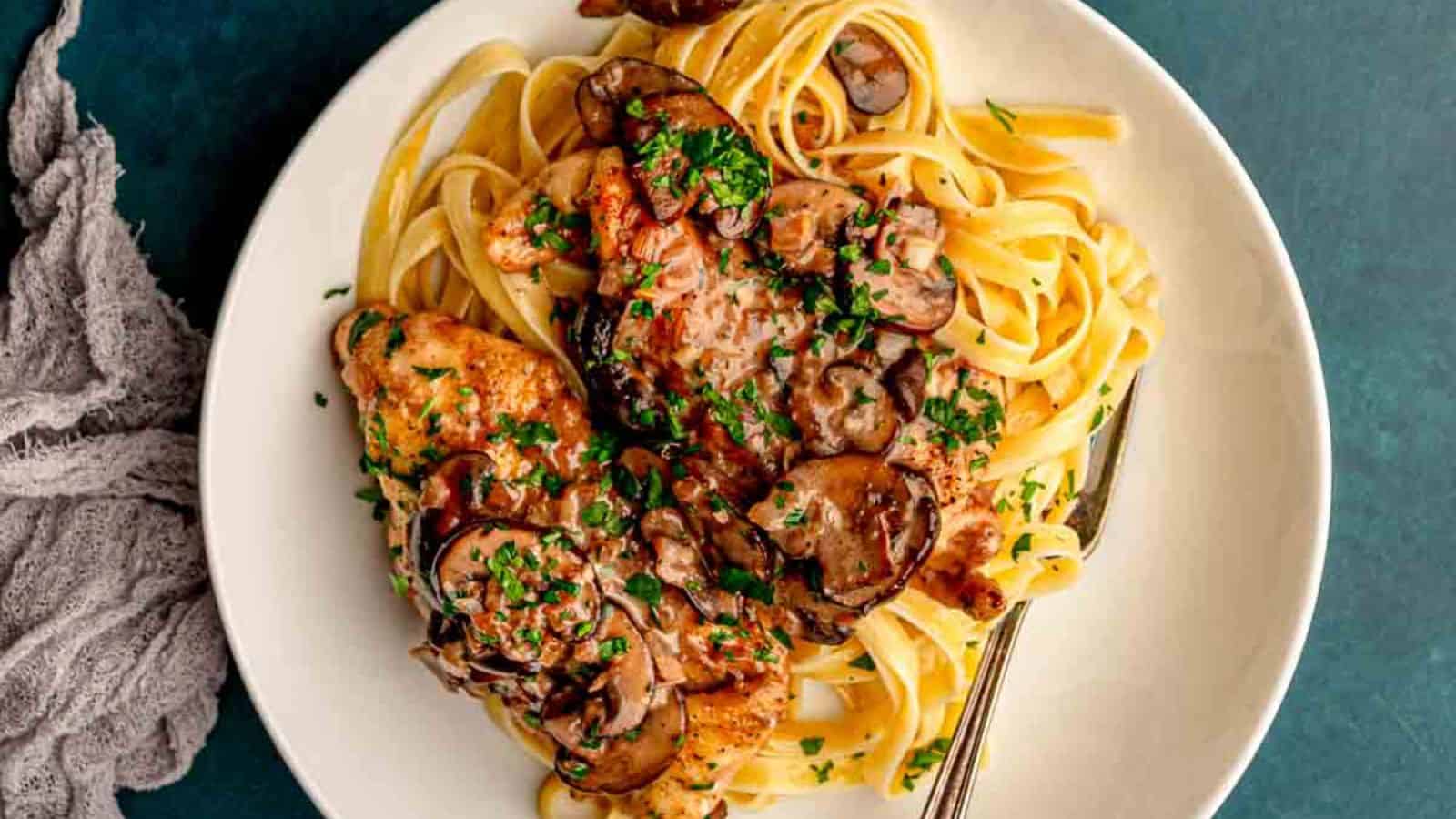 Creamy Chicken Marsala with Fettuccine