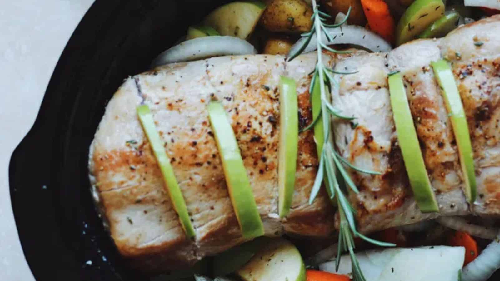 SLOW-COOKER PORK WITH APPLES, ROSEMARY, AND FINGERLING POTATOES (WHOLE30 + PALEO)