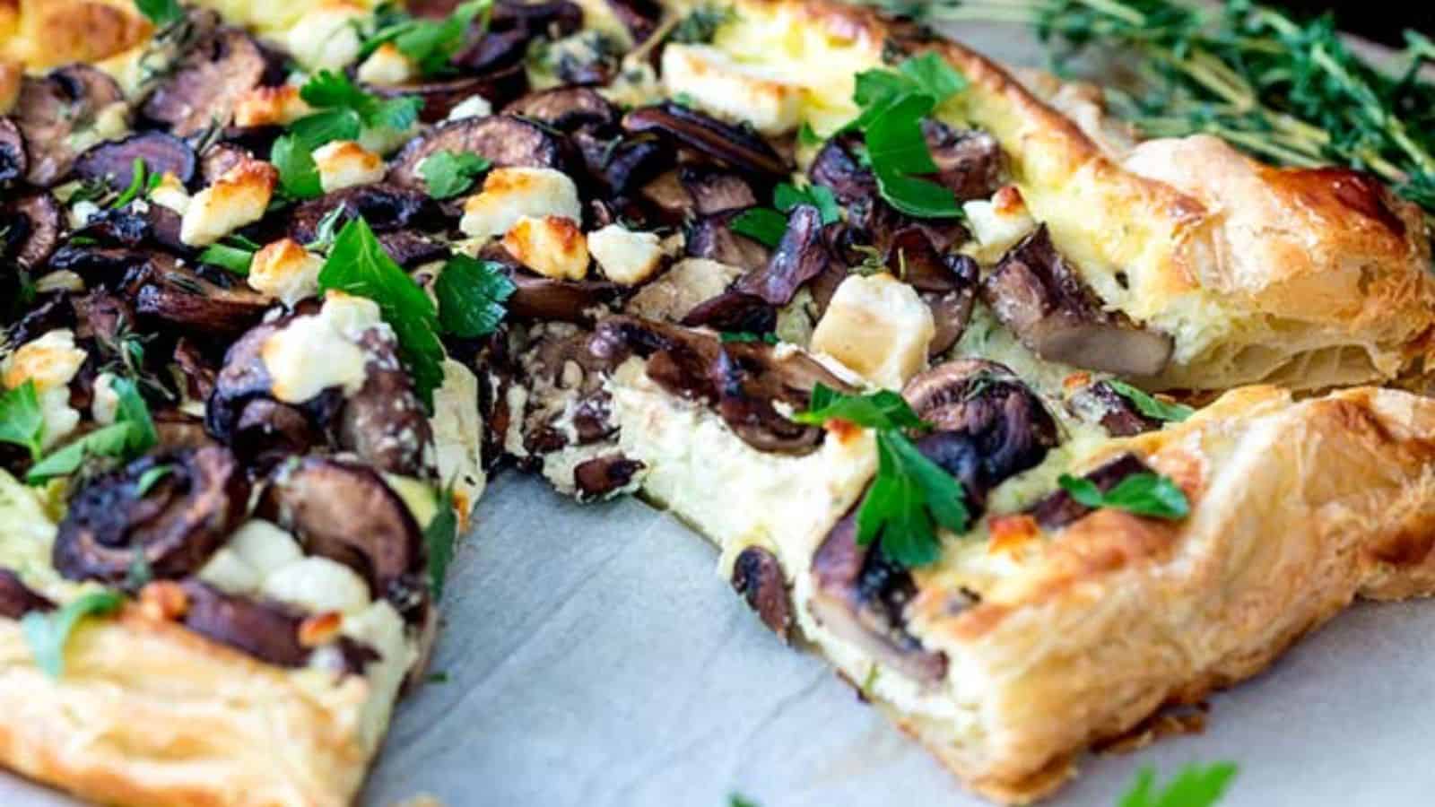 RUSTIC MUSHROOM TART WITH FETA AND THYME