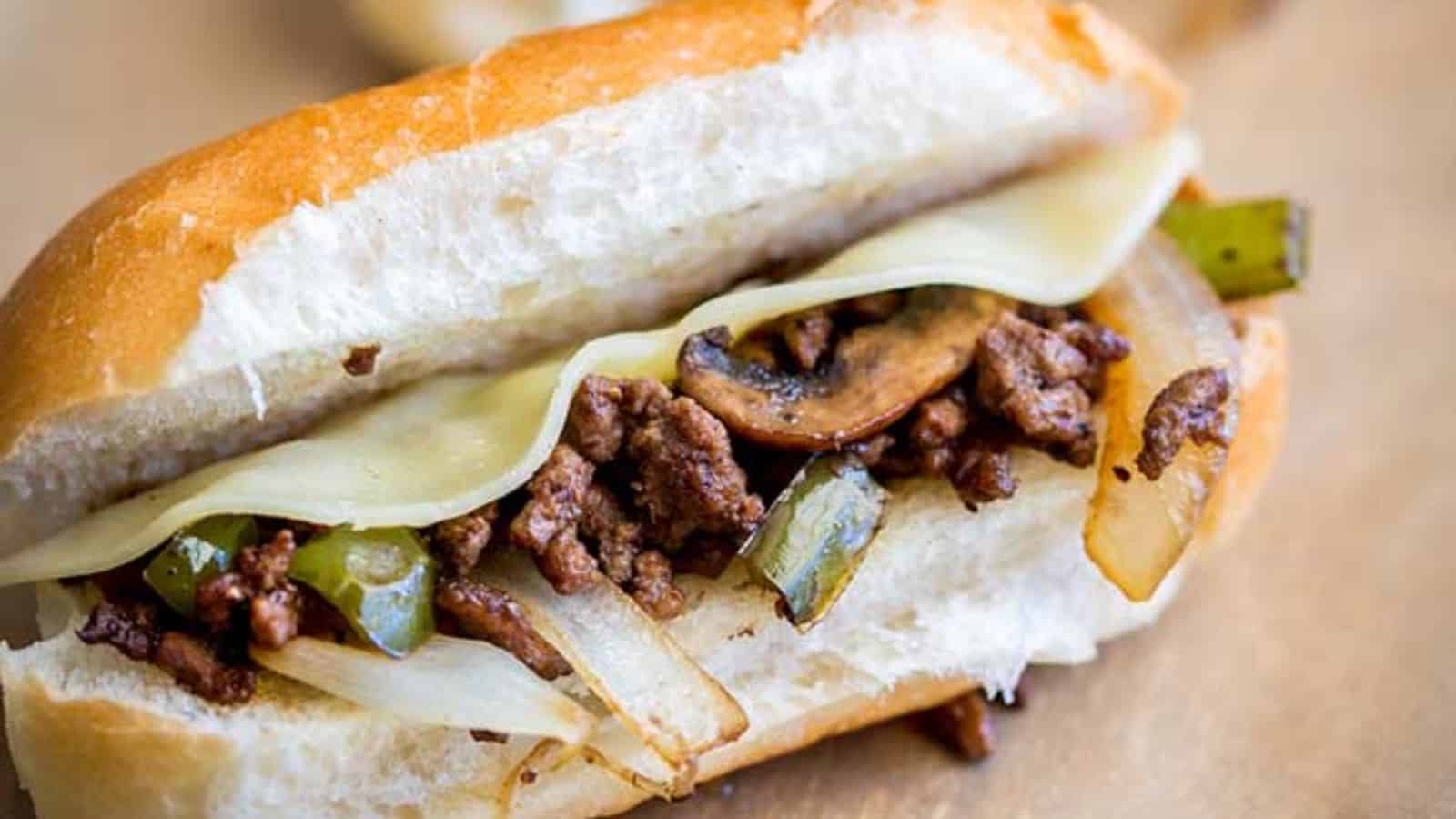 GROUND BEEF PHILLY CHEESESTEAKS SANDWICHES