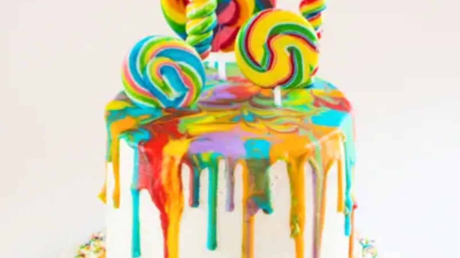 Rainbow Lollipop Drip Cake