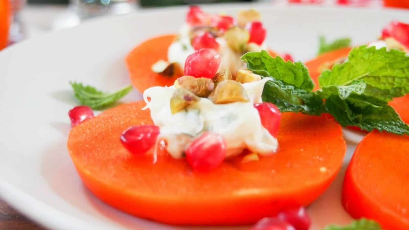 EASY PERSIMMON APPETIZER WITH MINTED MASCARPONE