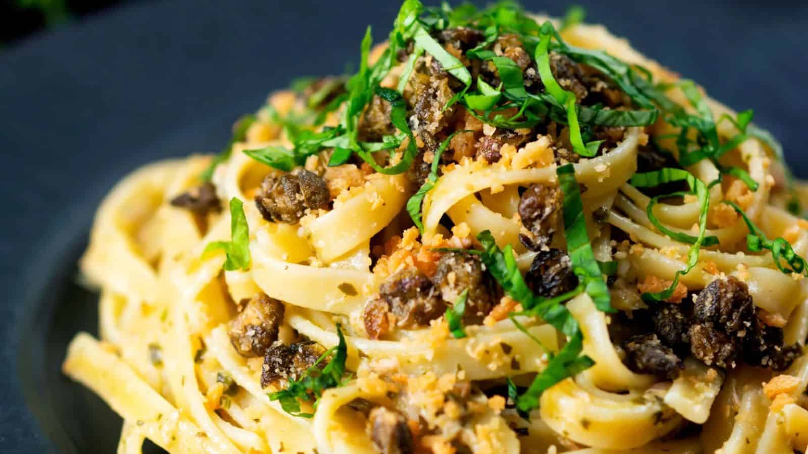 Tuna Pesto Pasta with Fried Capers