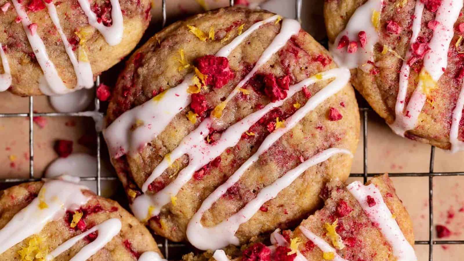 Glazed Lemon Raspberry Cookies