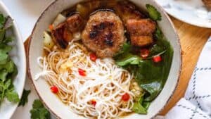 Bún Chả Hanoi with Caramelized Meatballs and Herbs