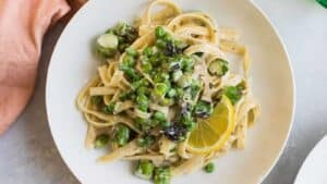 Goat Cheese Pasta with Spring Vegetables