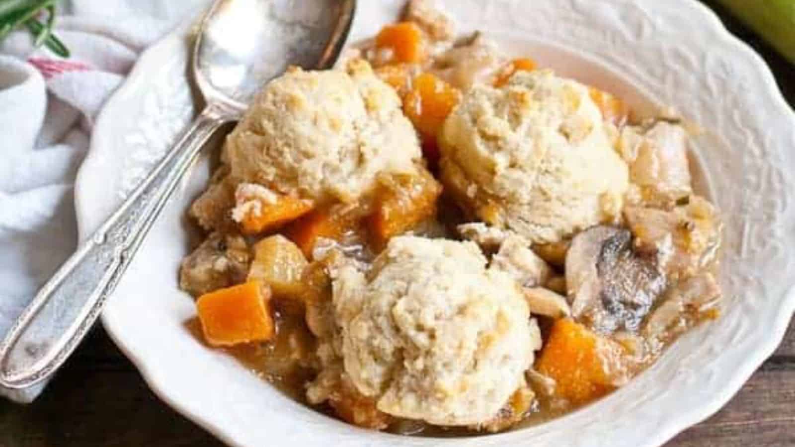 Chicken and Butternut Squash Biscuit Casserole