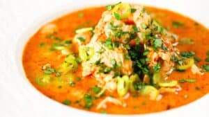 Quick Thai-Influenced Chicken and Prawn Soup