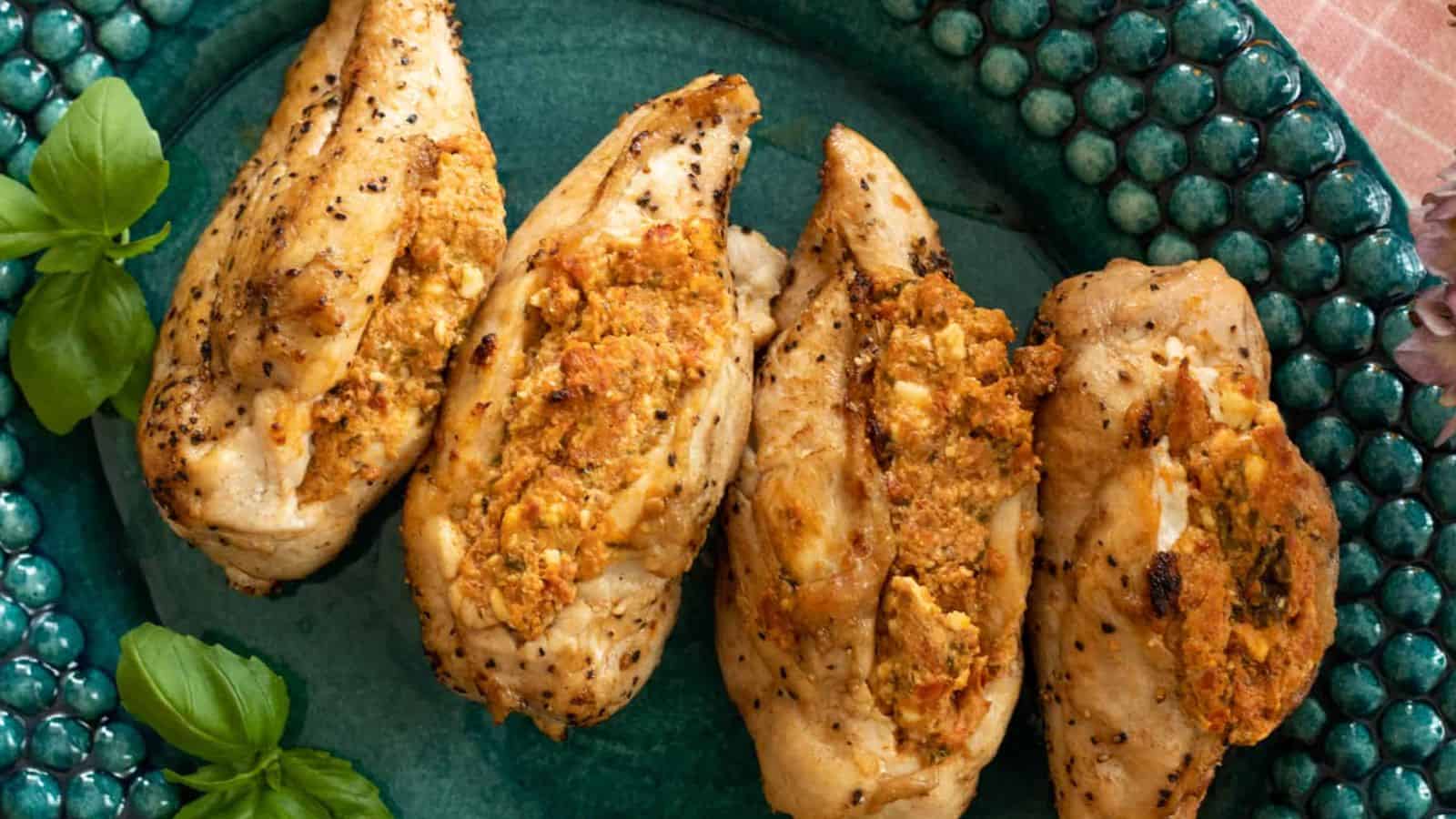 Feta Cheese Stuffed Chicken with Sun-Dried Tomatoes & Basil