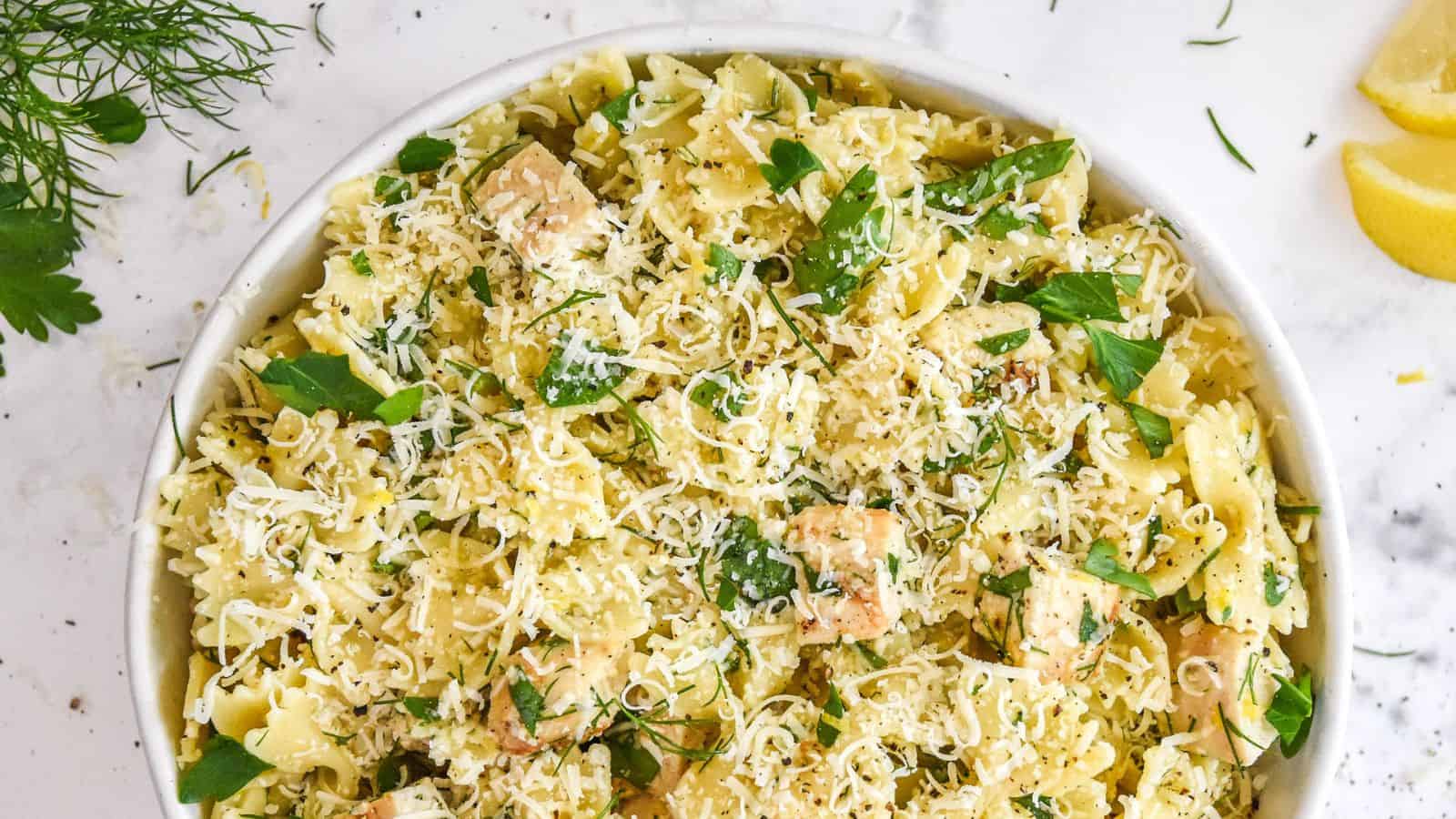 Herby Lemon Chicken Pasta Salad