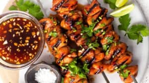 Sweet and Spicy Chicken Skewers.
