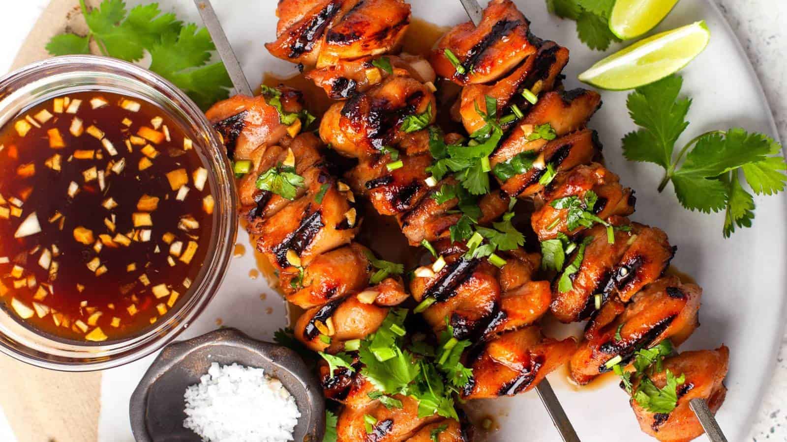Sweet and Spicy Chicken Skewers.