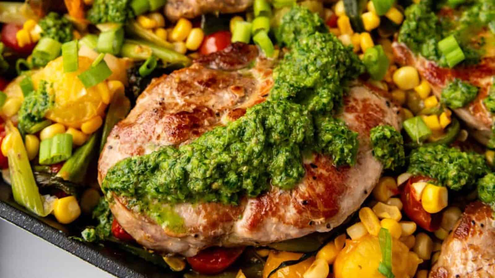 Summer Pork Chops with Green Sauce