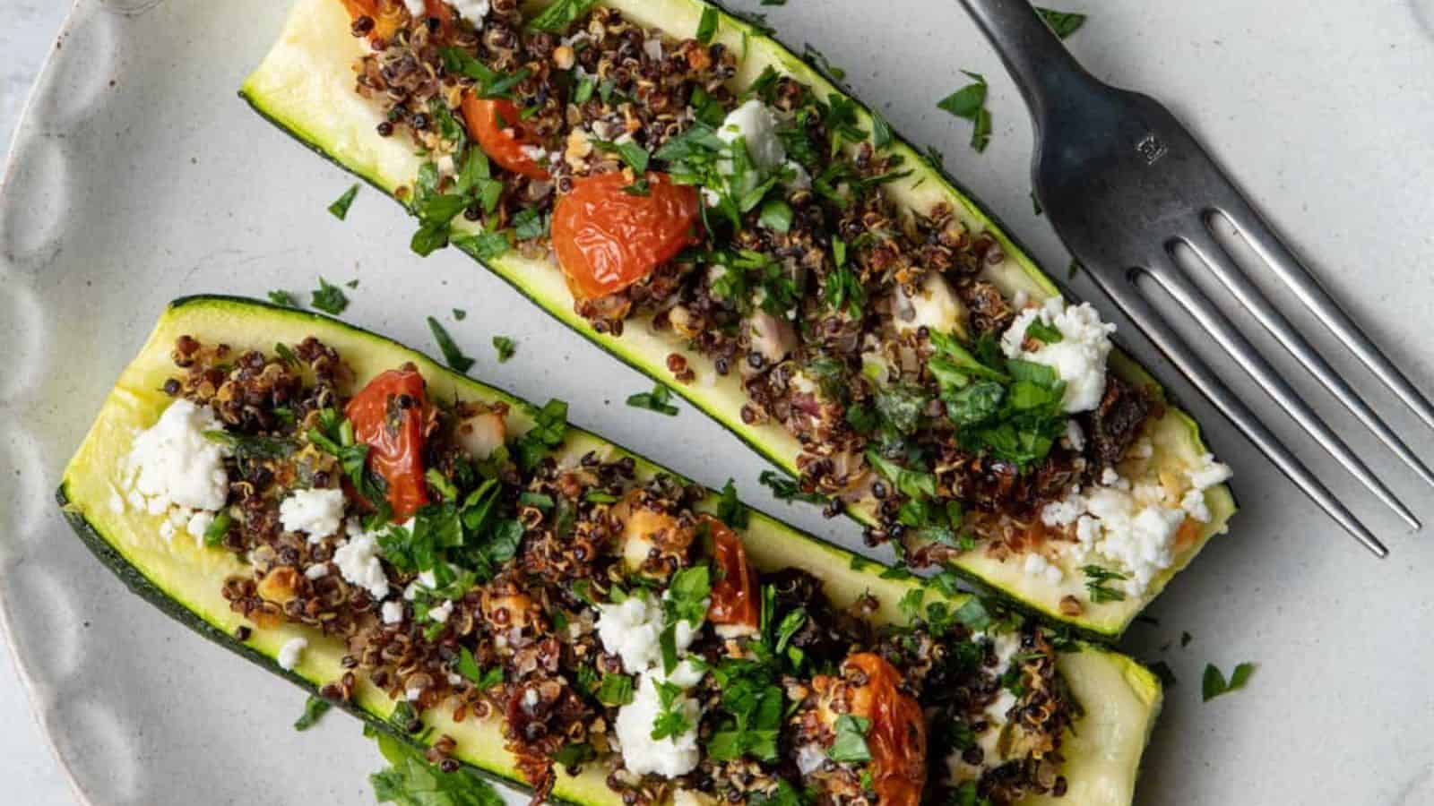 Quinoa Stuffed Zucchini Boats